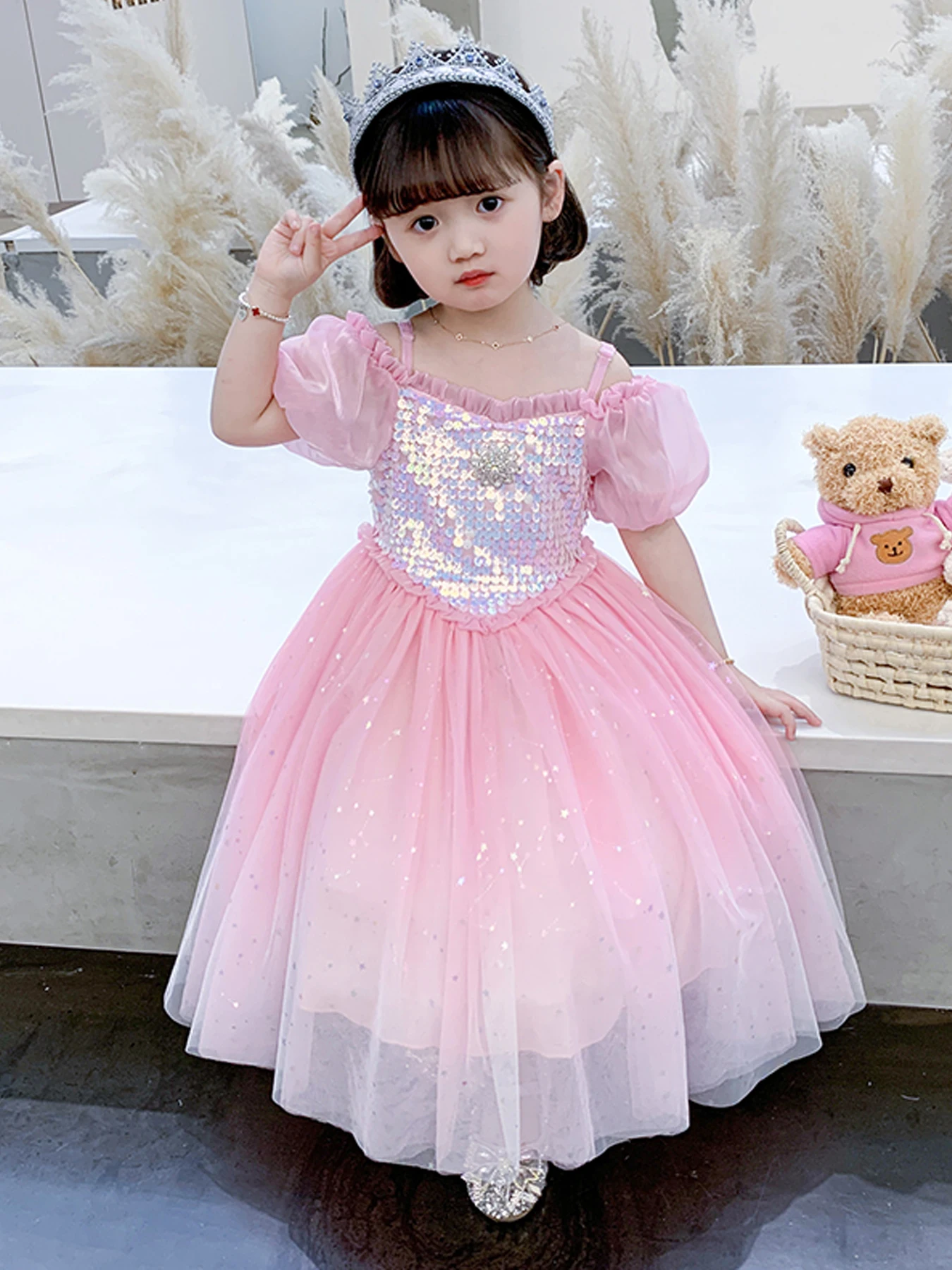 

Летнее платье с коротким рукавом для девочек, модное милое детское платье принцессы в европейском и американском стиле, детское розовое платье, кружевное платье