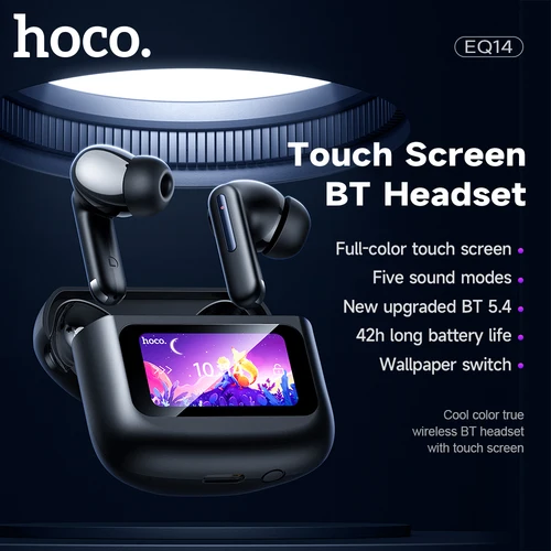 HOCO nuevos auriculares inalámbricos Bluetooth 5,4 con pantalla táctil LED inteligente caja de carga estéreo HiFi música deportes auriculares intrauditivos