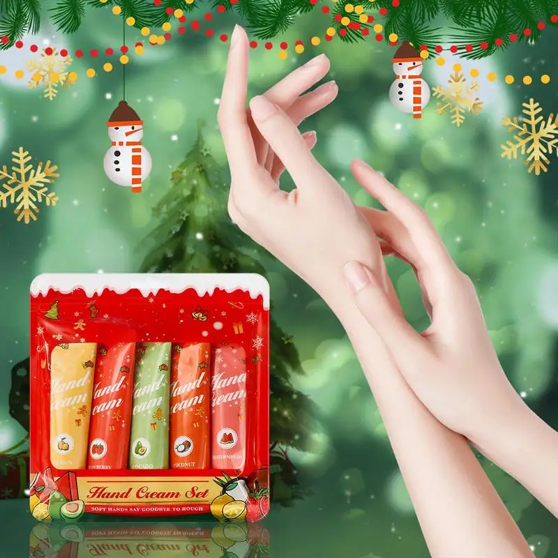 

Christmas Hand Cream 5Pcs hand cream set deep lasting moisturizing cream texture hand cream skin care Hand Lotion travel pack