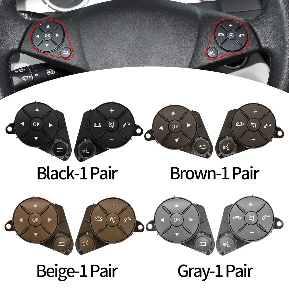 For Mercedes W204 X204  W212 Car Steering Wheel Multifunction Control Buttons Cover For Benz C E GLK Class C180 C200 GLK260 E300