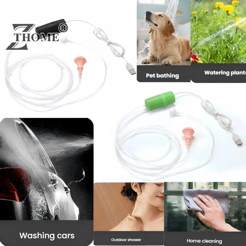 Portable Electric Shower Pump With Small Shower Head Multifunctional USB Water Pump For Outdoor Camping Pet Cleaning Car Wash