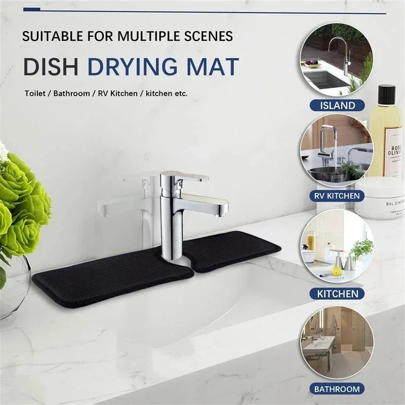 Water Absorption Kitchen Sink Mat Bathroom Faucet Splash Catcher Washbasin Counter Absorbent Pads Toilet Room Water Prevent Mats