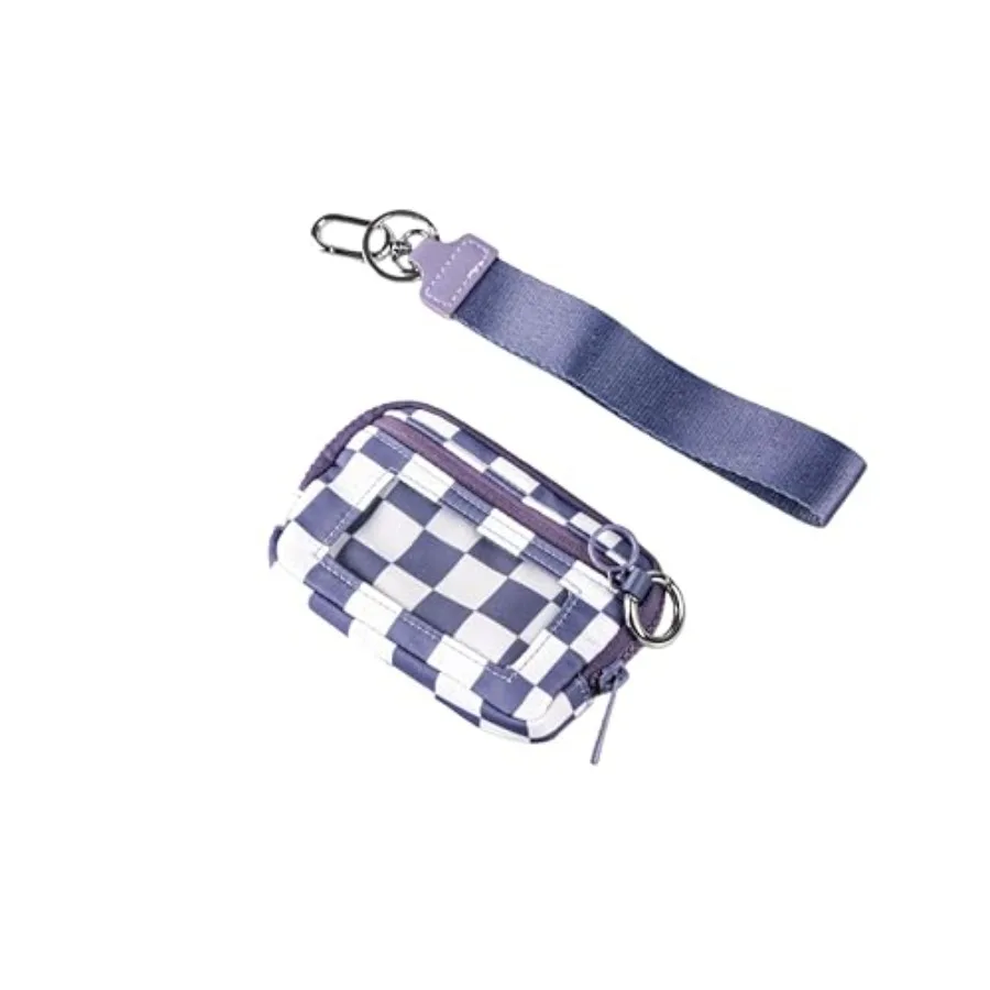 

Кошелек-браслет для женщин, мини-кошелек на молнии для карт с прозрачным окошком для ID, кошелек на молнии для монет, легкий портативный кошелек-брелок