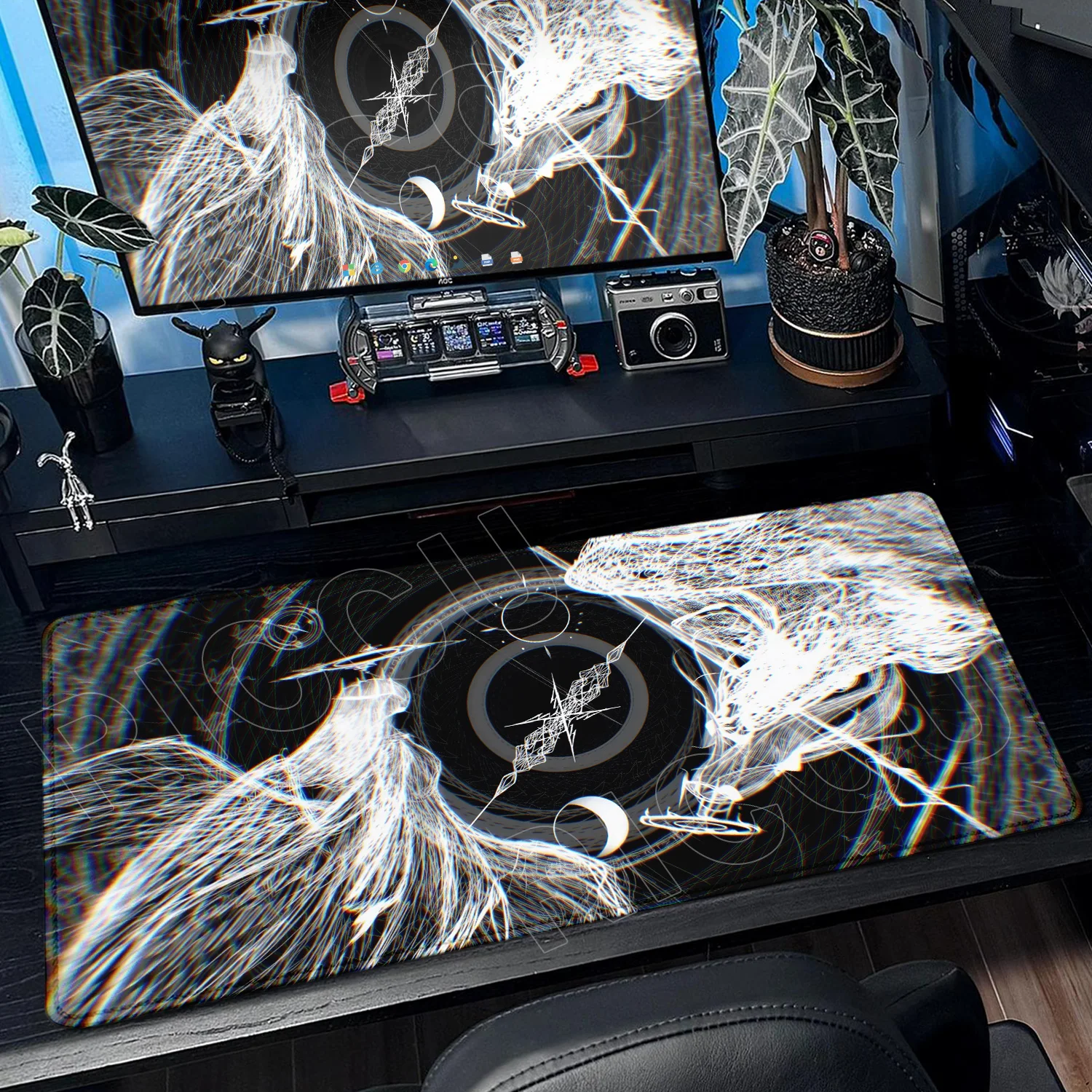 XXL Gothic Sword Art Mousepad Black White Cybersigilism Deskpad Rubber Mouse Pad PC Gamers Computer Keyboard Office Accessories
