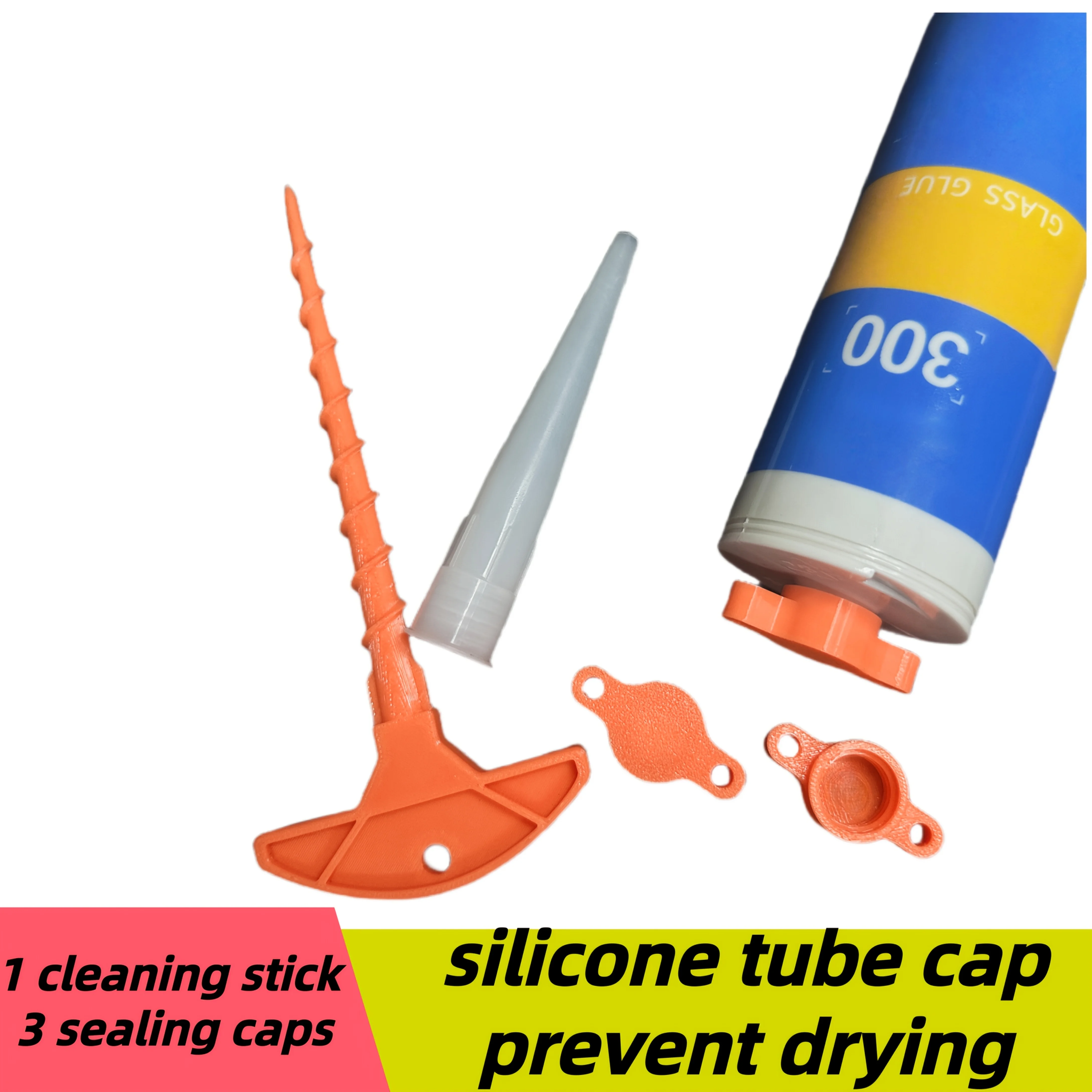 

2PCS Sealant Nozzle Cleaner Cap Prevents Drying for Glass Caulk Tubes Standard Size DIY Tool