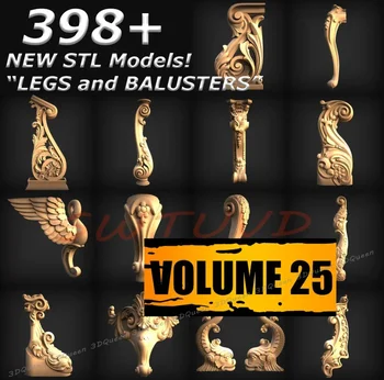 398 + แกะสลัก Cabriole ขาไฟล์ STL 15 GB 3D รุ่นสําหรับเครื่อง CNC 3D เครื่องพิมพ์ไฟล์การออกแบบงานไม้ไม้ Router