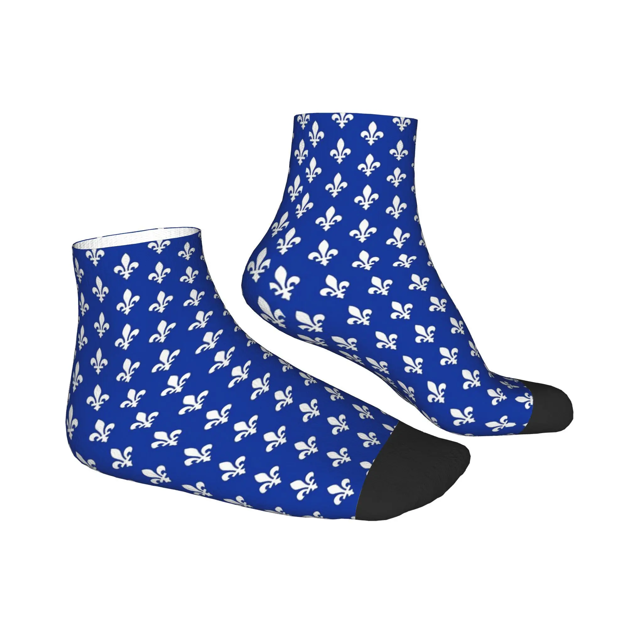 All Seasons Quebec Flag Canadian Province Socks Harajuku High Quality Crew Socks Casual Stockings for Men Women Christmas Gifts