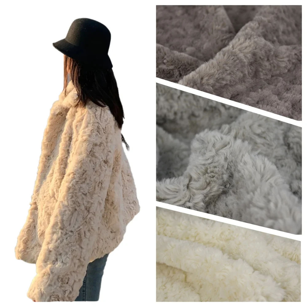 

Плюшевая кашемировая ткань, роскошная мягкая двусторонняя высококачественная светло-серая высококачественная зимняя жилетка, пальто, ткань на метр