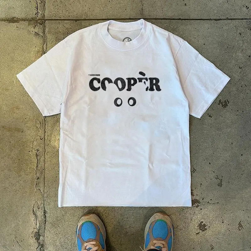 American Small Retro Design Sense Small Cat Eye Letter Printed T-shirt Loose Comfortable Unique Top for Men and Women