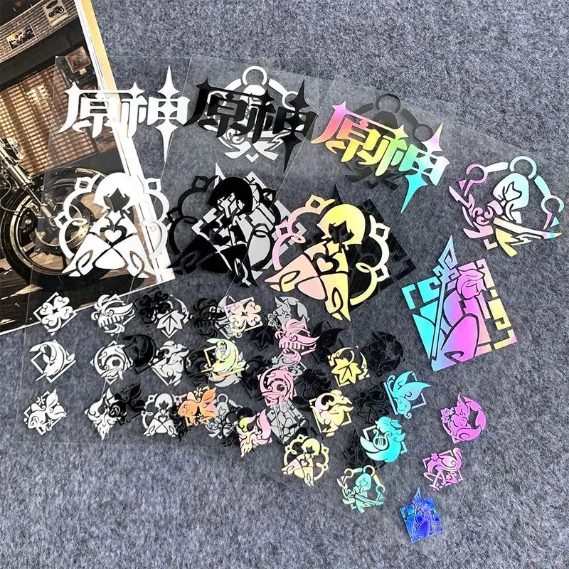 Genshin Impact Peripheral Seven Element Stickers Tram Car Window Animation Game Decoration Reflective Body Stickers
