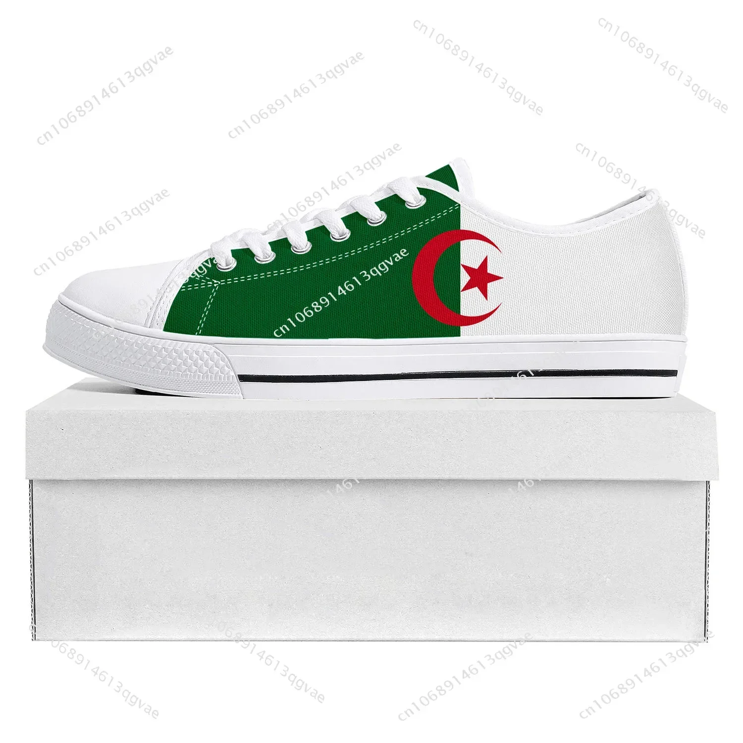 Bandiera Algeria Low Top Sneakers di alta qualità uomo donna adolescente Sneaker di tela Algeria scarpe Casual da coppia scarpe personalizzate bianche