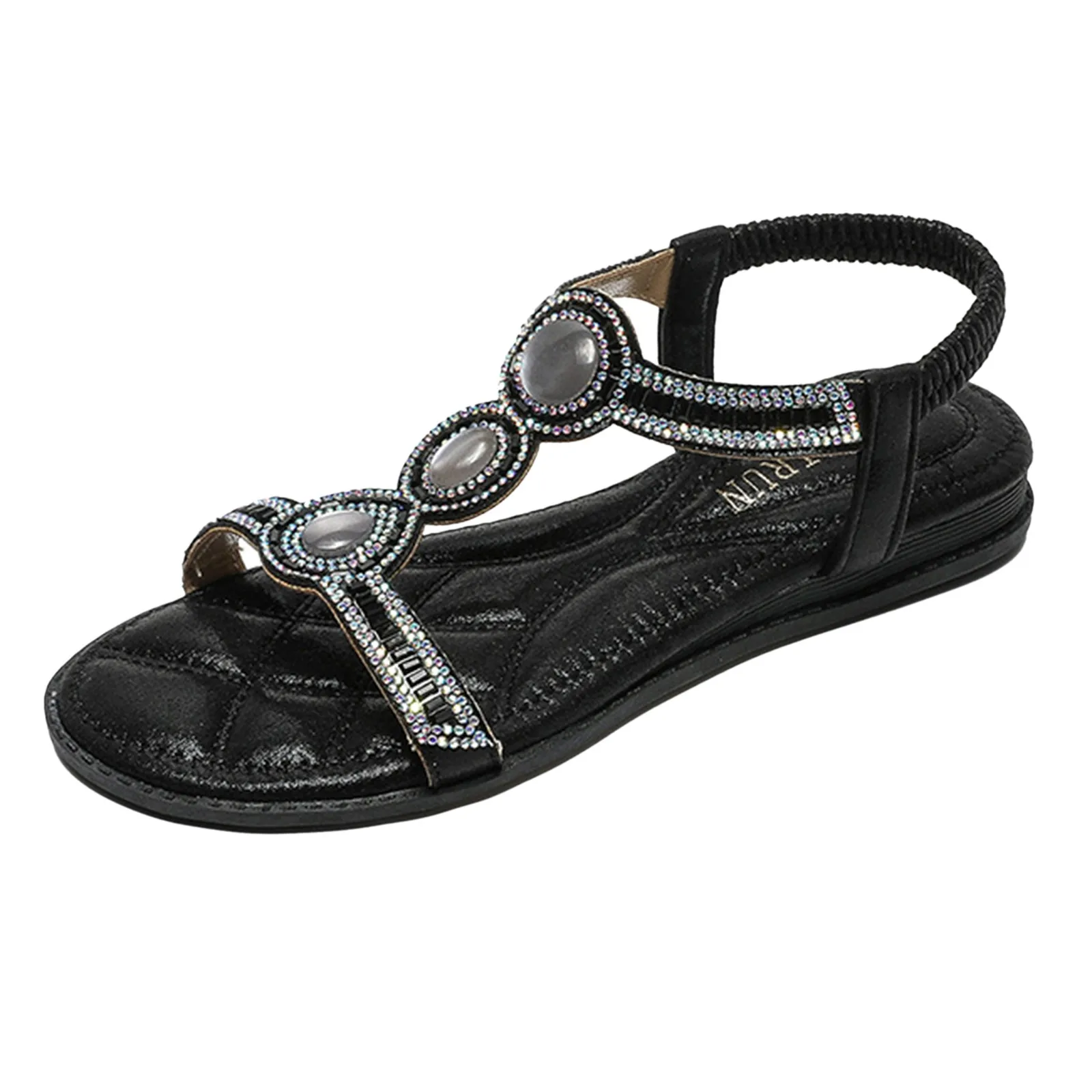 صنادل للشاطئ بتصميم بوهيمي للسيدات ، صنادل مسطحة ناعمة ومرصعة بالألماس ، صنادل للزفاف ، أحذية للسيدات #2