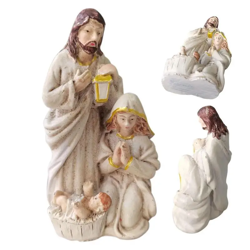 Christmas Holy Family Figurines Nativity Scene Figurine Resin Christmas Religious Art Decor Statue Thanksgiving Decoration