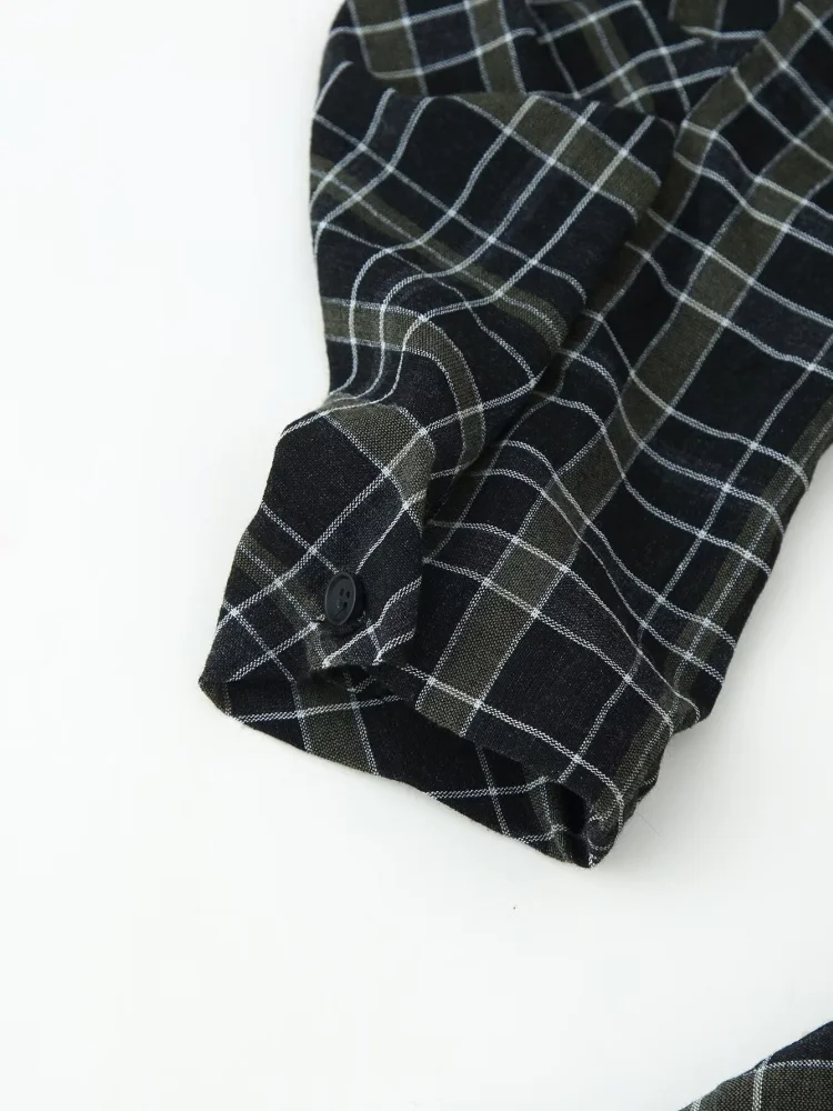 Jesienne sukienki w kratę z dekoltem w serek, długim rękawem, plisowane, damskie, z ozdobnymi guzikami, sukienki o średniej długości, damskie, codzienne, na wakacje na plaży.