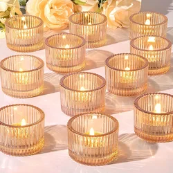 Tealight Gold Candle Holders,Votive Tea Light Candle Holder Glass for Centerpieces Wedding Table Decor,Party Supplies,Home Decor