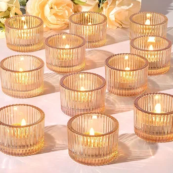 Gold Glass Candle Holders 1
