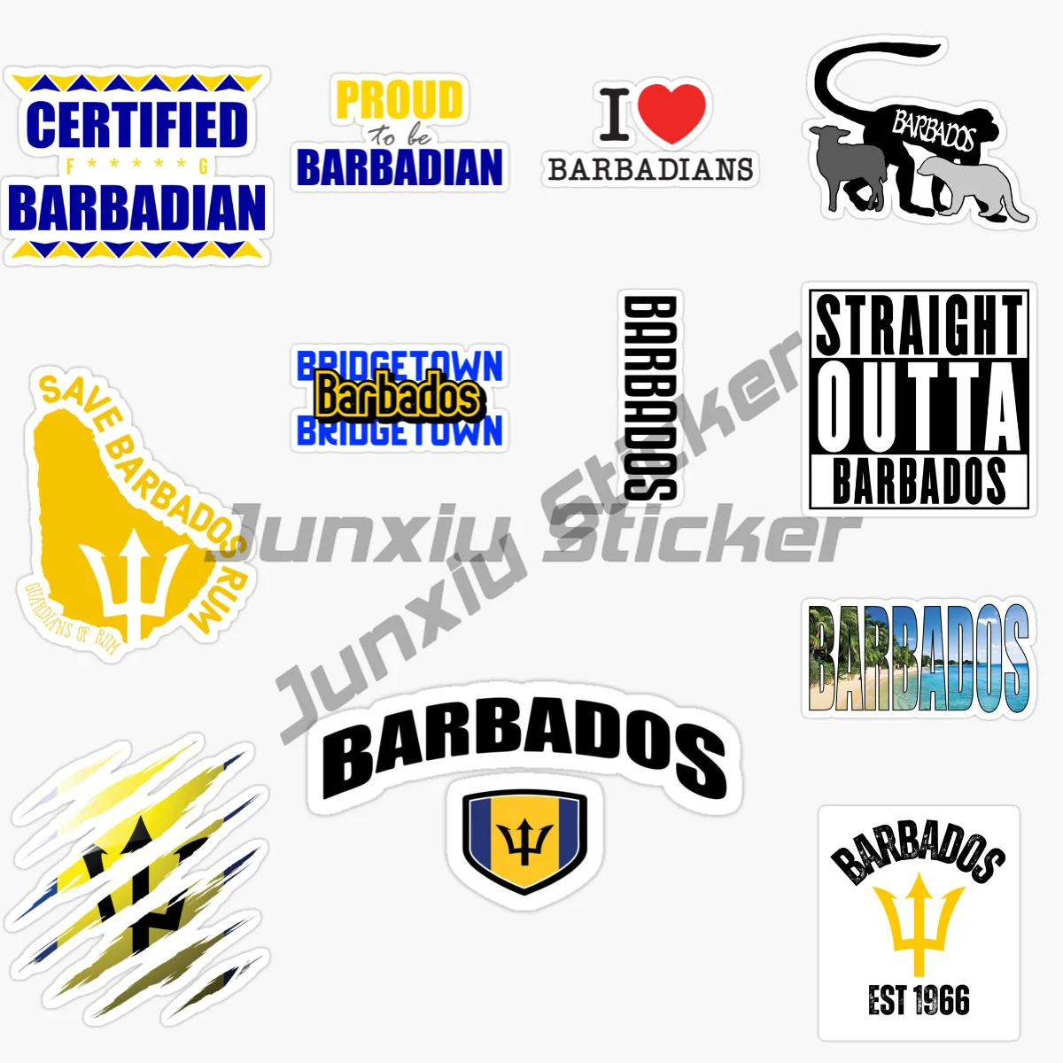 

BARBADOS National Flag and Emblem Window Truck Car Vinyl Self-adhesive Bumper Sticker Waterproof Laptop Wall Decal