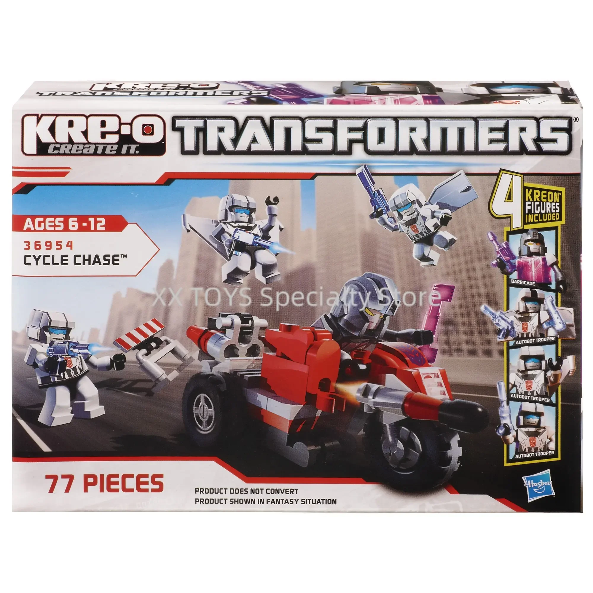 

Hasbro Transformers Cycle Chase Set Kre-O Barricade 4 Action Figures Assembleable Toys Unique Children's Holiday Birthday Gifts