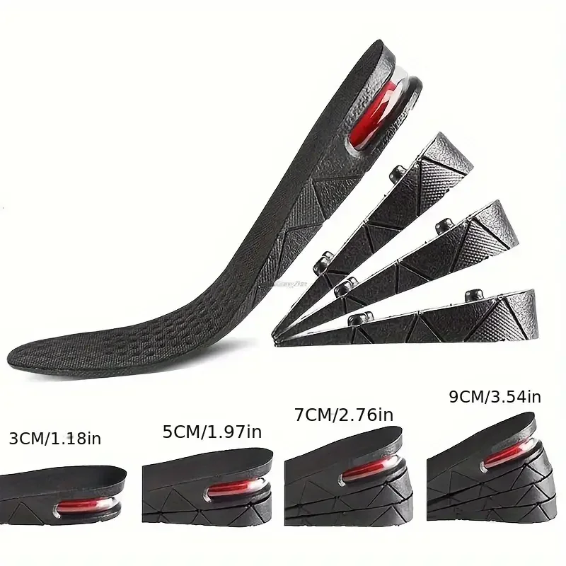 

1pair Height Increase Insole With Air Cushion Adjustable 9cm/3.54inch Max Height Comfortable Lightweight Invisible Lift