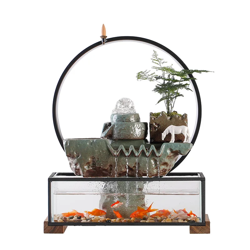 

Fish Tank Make a Fortune as Endless as Flowing Water Decoration Living Room Circulating Water Home Decoration Office Lucky