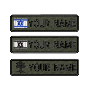 1 Buah 10cmX2. 5cm Bendera Israel Label Lencana Garis Tambalan Nama Pribadi Kustom Tanda Pangkat Ban Lengan Besi Atau Lingkaran Kait Hijau 8 patch band metal penjualan terbaik - №
