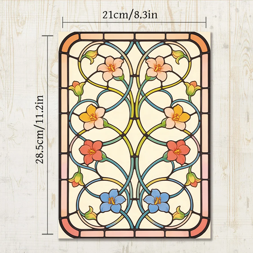 Art Nouveau Floral Swirl Stained Glass Adult Coloring Book - 8.3×11.2 Inches, 22 Pages. A Classic Pick for Ornate Pattern Fans