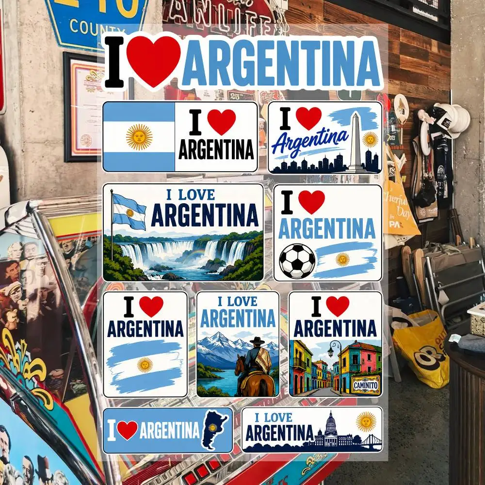 I Love Argentina Aesthetic Graffiti Waterproof PVC Stickers for Car Motorcycle Skateboard Helmet Notebook