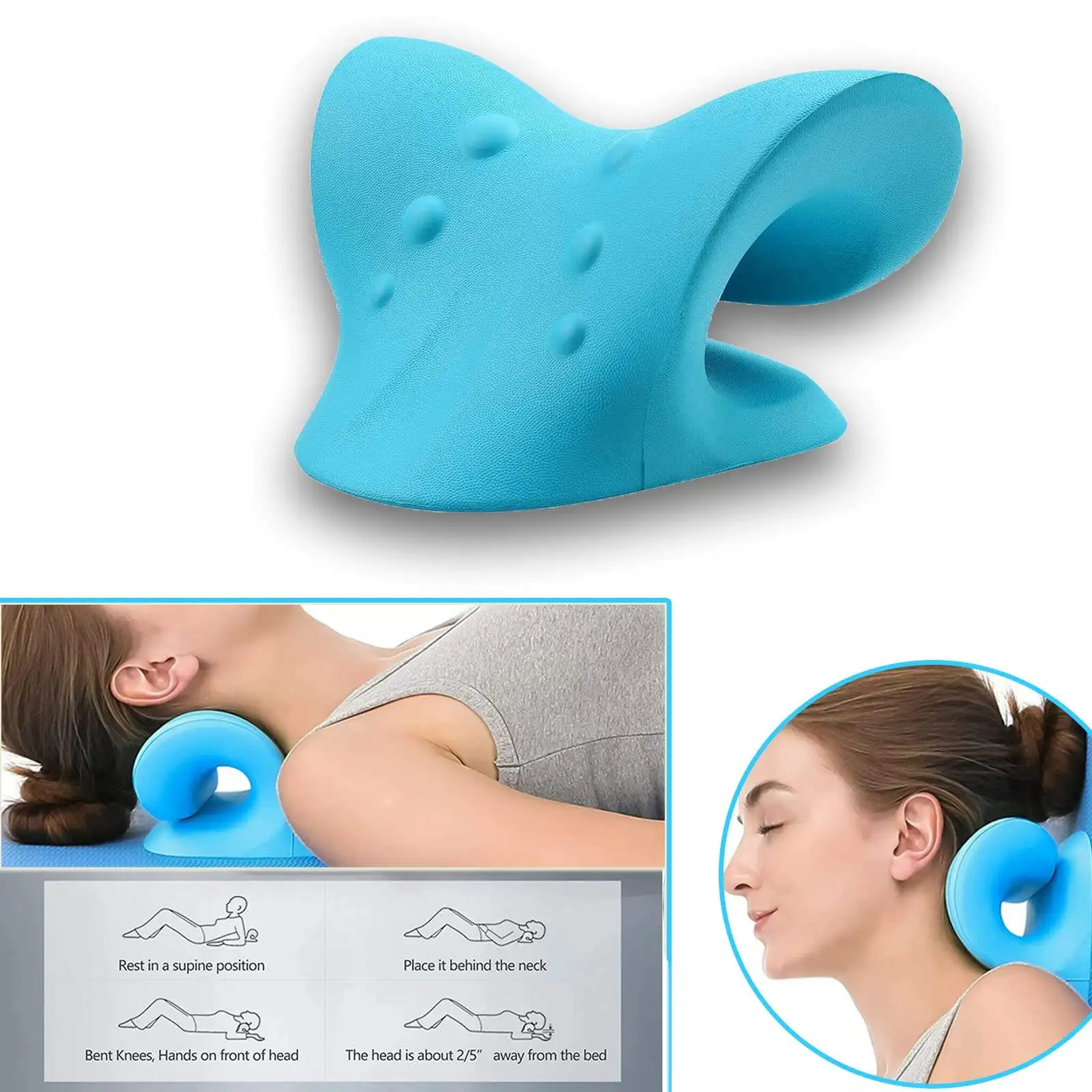 Neck and Shoulder Stretcher Cervical Massage Pillow Cervical Chiropractic Traction Device Pain Relief Spinal Alignment Massager