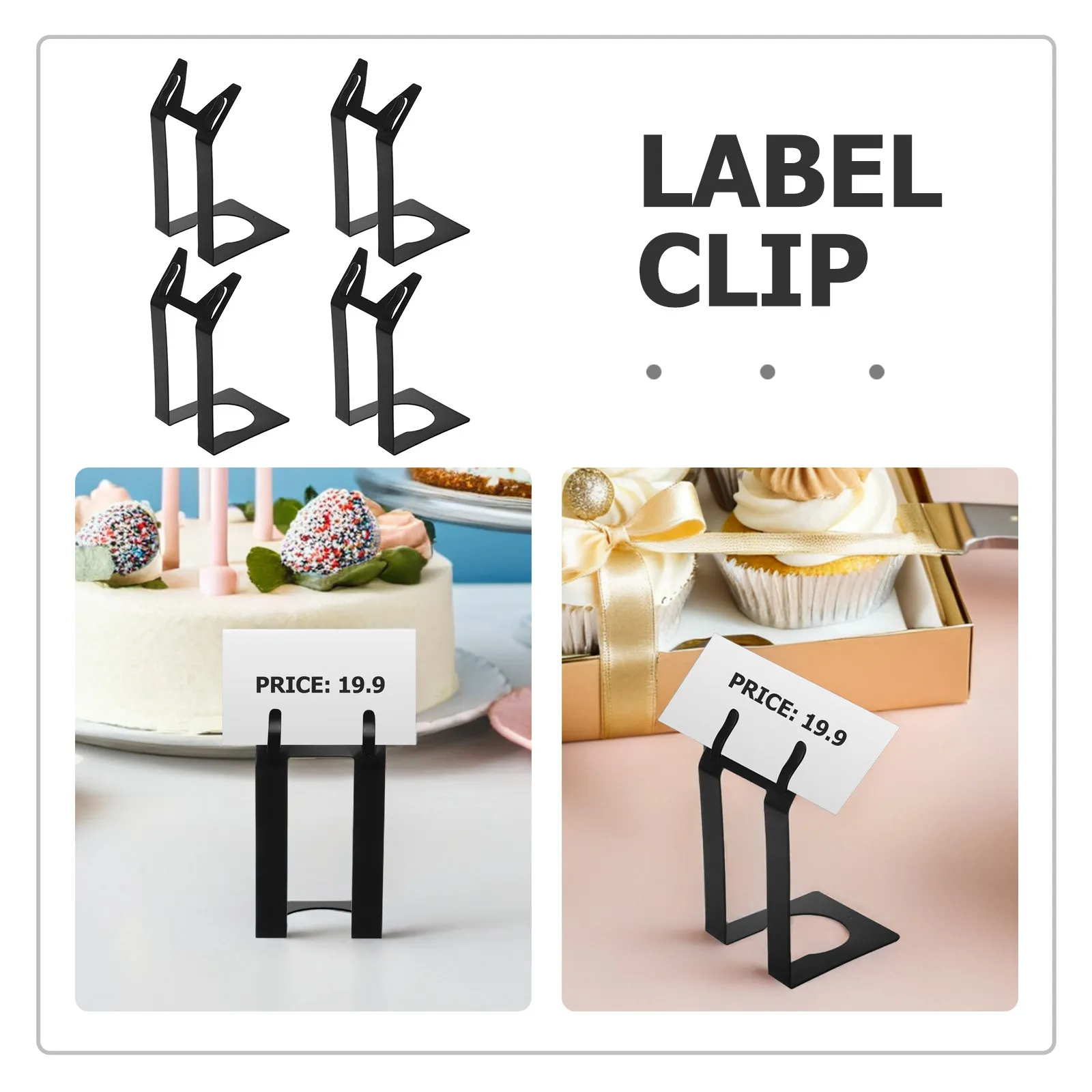 4Pcs Label Clips Metal Sign Holders Extended Vertical Price Display for Bakery Retail Supermarket Shelves Metal Tag Signs
