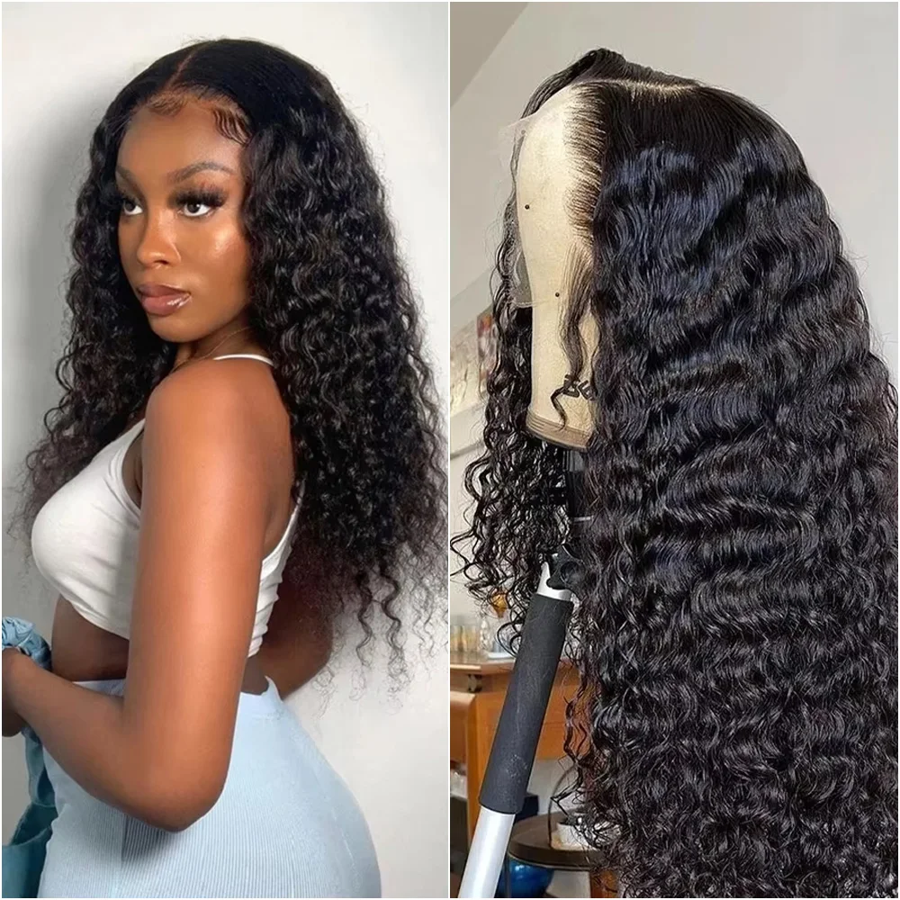 

Парик из натуральных волос 13x6 HD Lace Frontal Deep Wave, бразильские кудрявые волнистые парики 30-40 дюймов, 7x6 безклеевые парики с кружевной передней частью для женщин, плотность 200%