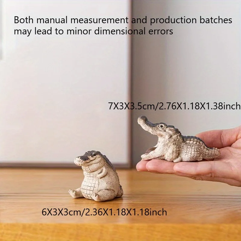 Cute Alligator Statue Ornament, Chubby Mini Alligator, Alligator Small Sculpture, Handmade Crocodile Figurine for Home Garden. - view 4