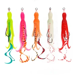 1PC 13#15#17#19#Soft Silicone Squid Skirt Lure Slow Jigging Assist Hook Luminous Trolling Bait Saltwater Sea Fishing Accessories