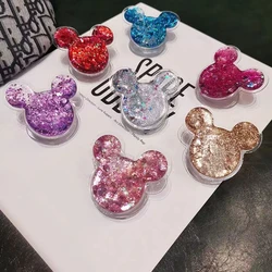 Cute Mouse Head Glitter Quicksand Finger Grip Phone Holder for Any Phone and Phone Case Holder