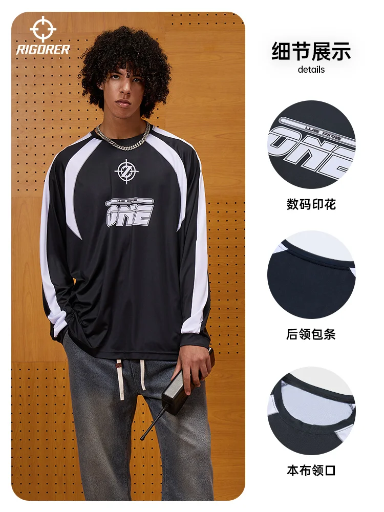 

RIGORER long Sleeve Sports T-shirt Men 2024 Autumn New Basketball Training Shooting Suit American Trend Casual Shirt