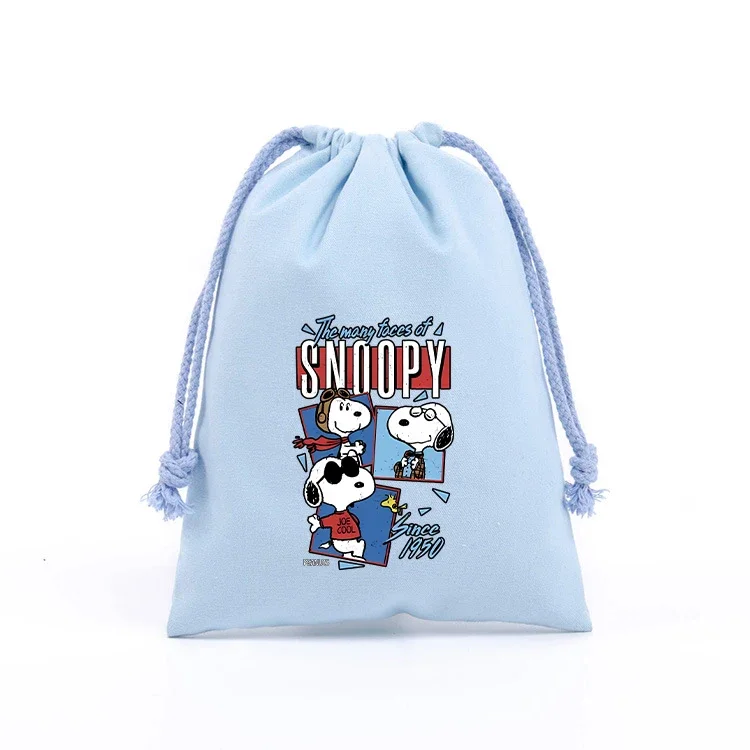 Anime Snoopys Peanuts Drawstring Bags Cartoon Print Sport Kids Girl Child Student Cute Portable DIY Party Hand Pocket Gift Pouch