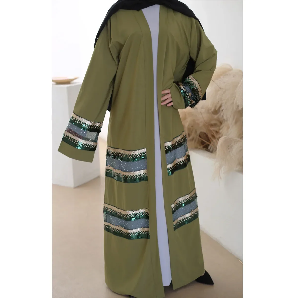 Dubai Turkish Cardigan Robe Muslim Sequin Women Clothes Ankara Outfits Evening Gown Lace-up Long Dress African Dresses for Women