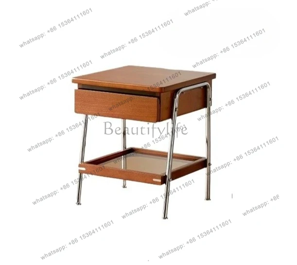 

Solid wood bedside table retro bedroom simple locker bedside storage cabinet design locker para casa e decoração