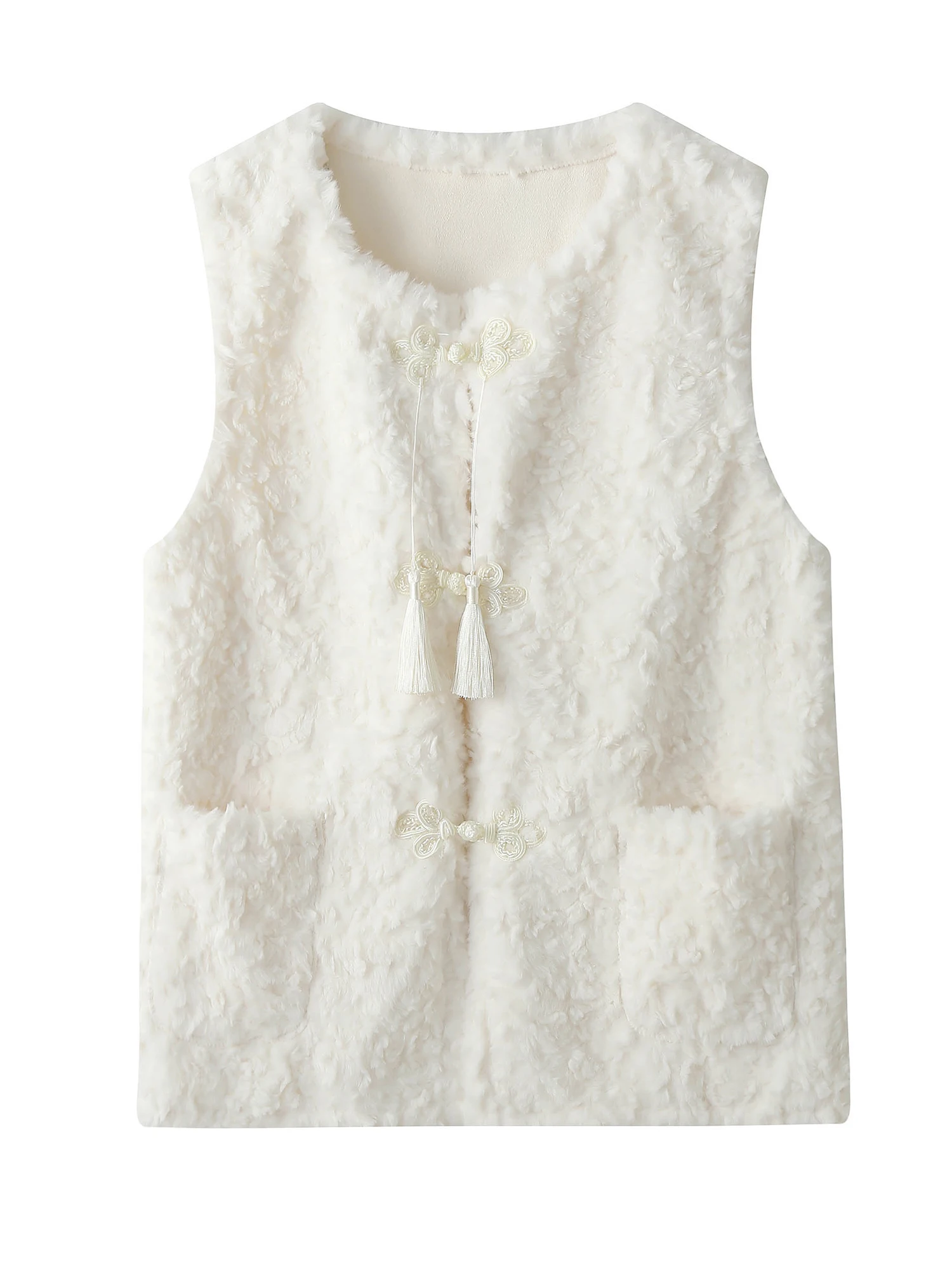 الخريف الشتاء المرأة فرو الضأن الدفء سترة Jaet الصينية Sle الاتجاه الوطني شرابة زر ملابس خارجية طبقات Faionable