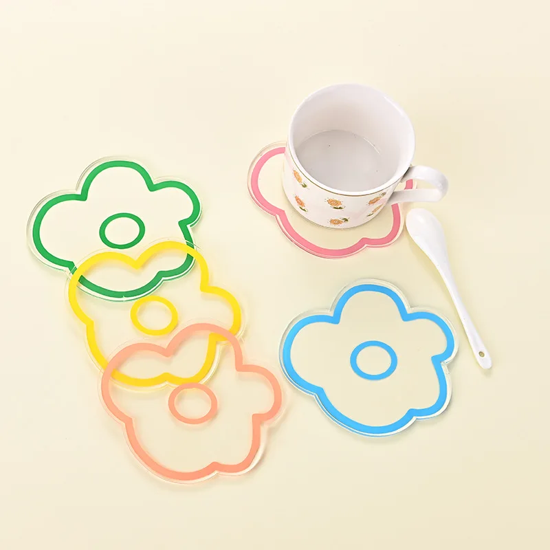 

Simple Acrylic Ins Cup Mat Wind Coasters Insulated High Temperature Cute Irregular Flowers Coasters Desktop Decor Ornaments