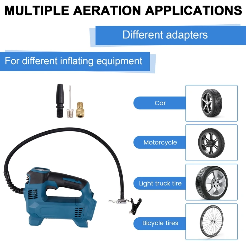 Air Compressor Portable Air Inflator For Car Tyre / Motorcycle/ Bicycle Cordless Electric Pump For  18V Battery