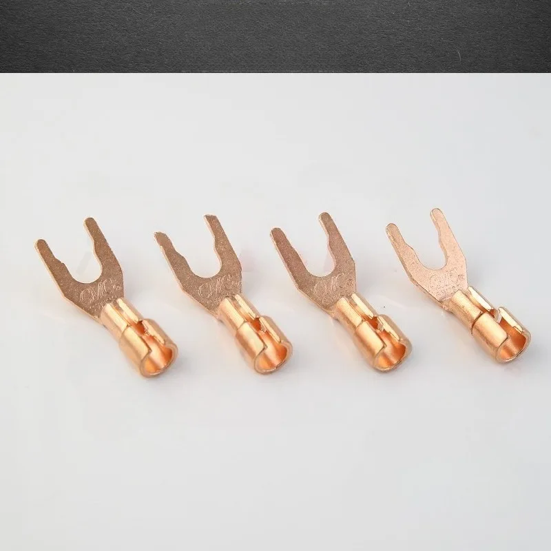 

6005 Pure purple/copper gold-plated horn Y fork plug terminal