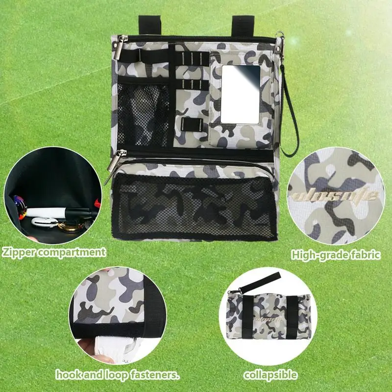 Golf Valuables Pouch Zippered Valuables Bag Zippered Valuables Holder Foldable And Multifunctional Golf Pocket For Key Cellphone