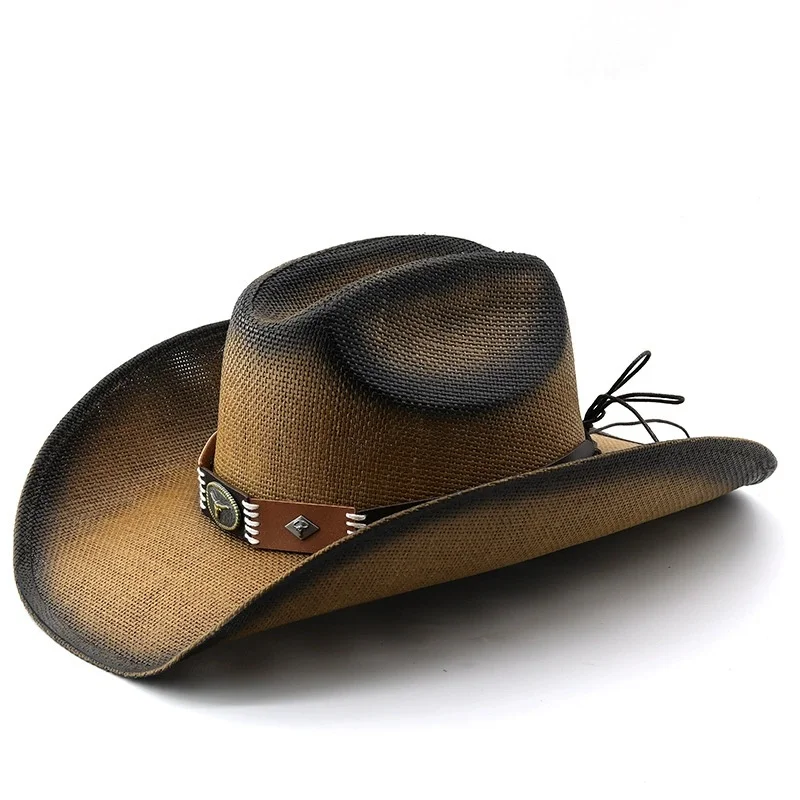 Men's and Women's Western Cowboy Hats: Outdoor Hiking, Travel, Sun Protection, and Shade Hats; Openwork Straw Hats; Beach Hats