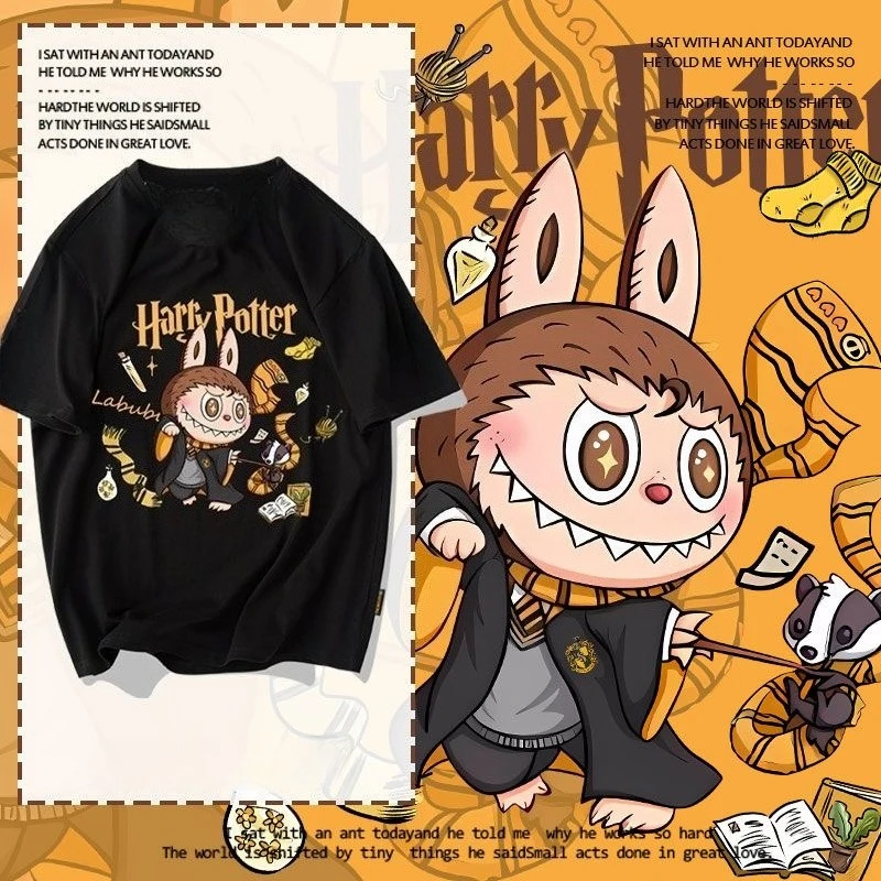 

Pop Mart Labubu Harry joint T-shirt fashion short-sleeved top summer hip-hop print trendy T-shirt high quality clothing