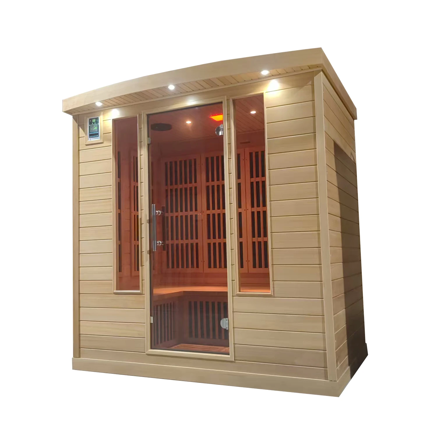 Outdoor SaunaBig Bear 4-Person Carbon Heater Sauna Room US Standard Low EMF Far Infrared Indoor/Outdoor Solid Canadian Hemlock F
