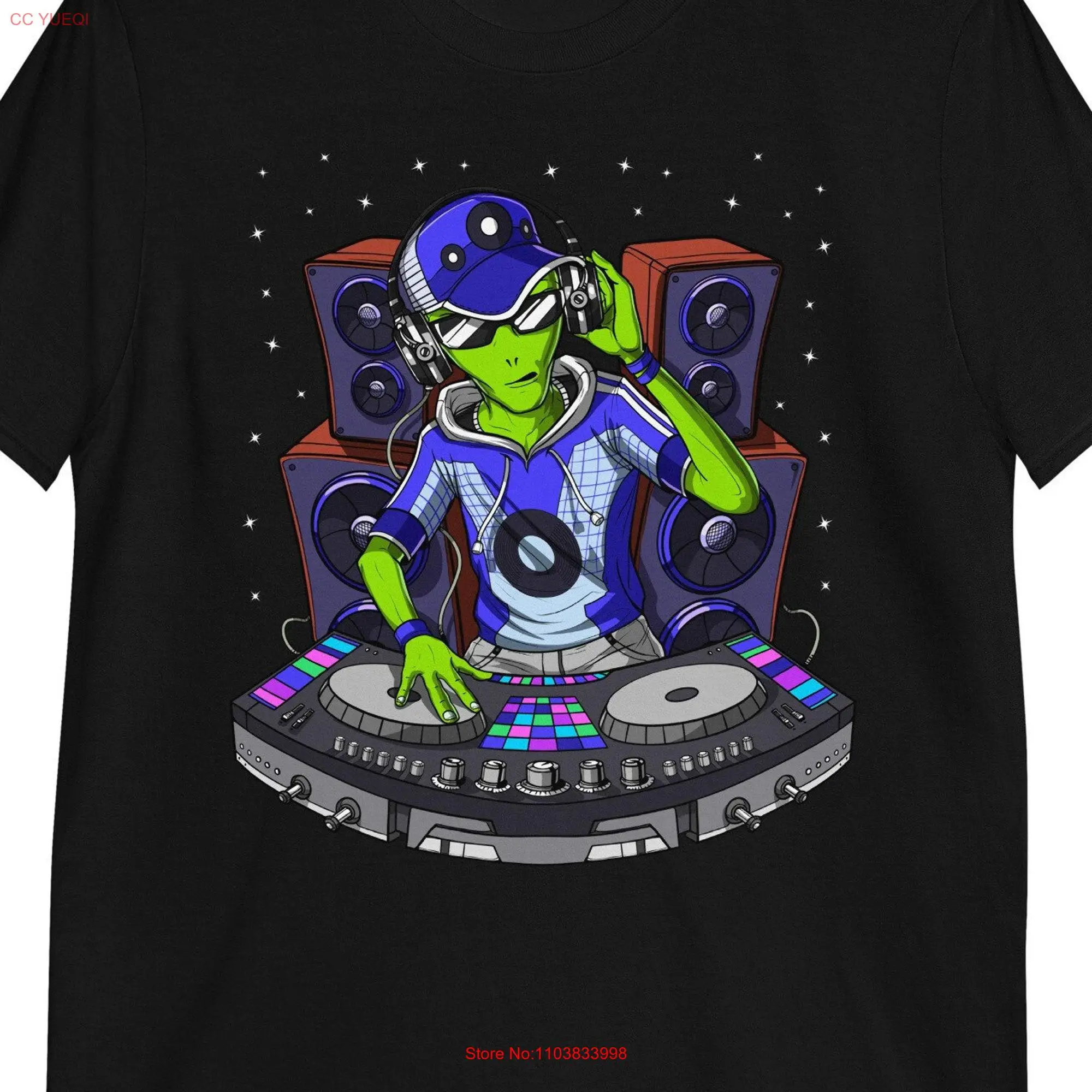 Alien Techno DJ T Shirt Psytrance Dubstep Music House EDM Festival Clothing Outfit long or short sleeves