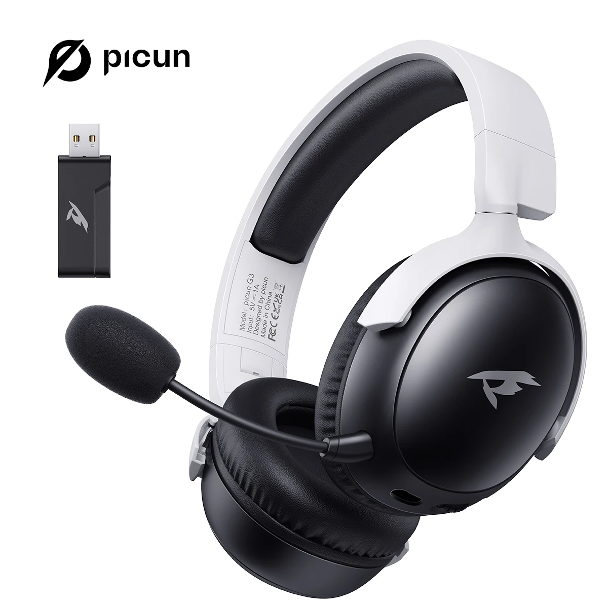 

Picun G3 2.4GHz Wireless Gaming Headset Low Latency 53mm 3D Spatial Audio ENC Mic HD Call Bluetooth Headphones for Gamer PC PS5