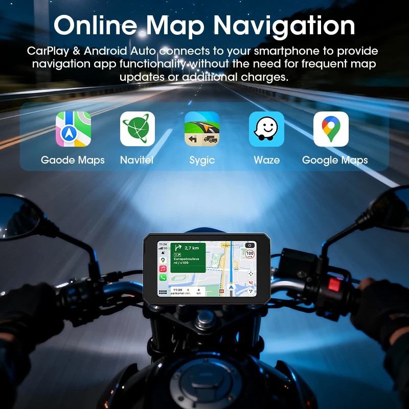 5 بوصة دراجة نارية الملاحة GPS اللاسلكية Carplay و أندرويد السيارات موتو مراقب IPS عرض مزدوج بلوتوث 5.0 IPX7 مقاوم للماء