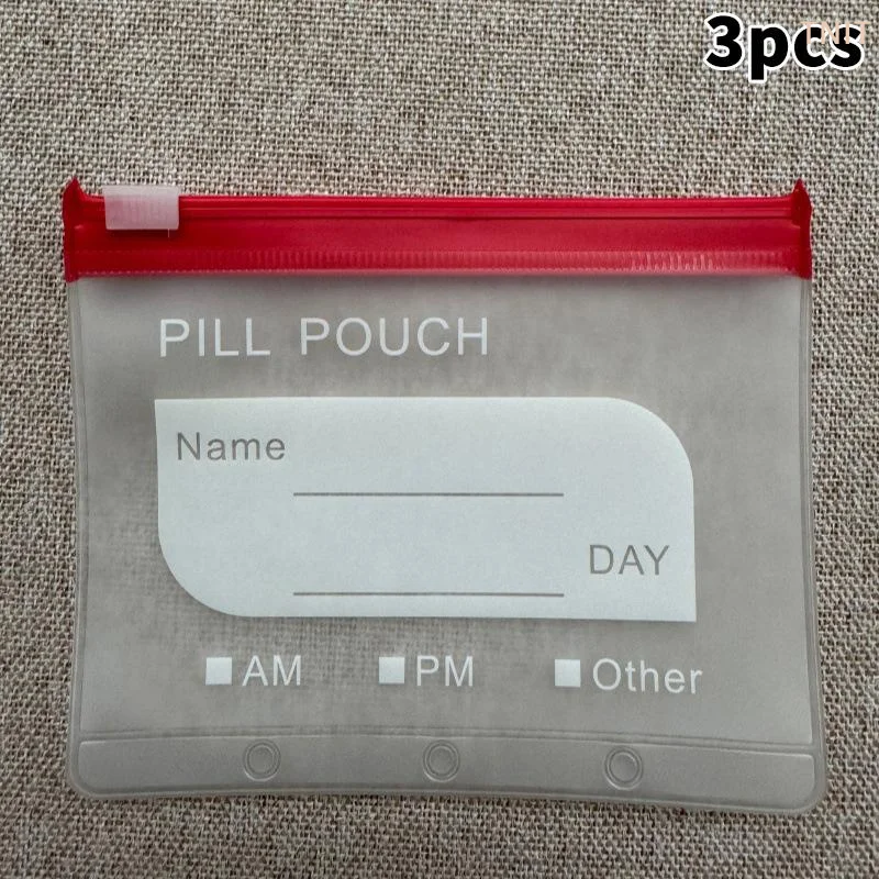 [J] 1 Set Large Pill Organizer For Seven Days Pill Storage 7 Color-Coded Pouches A8 Waterproof Pill Organizer Kit