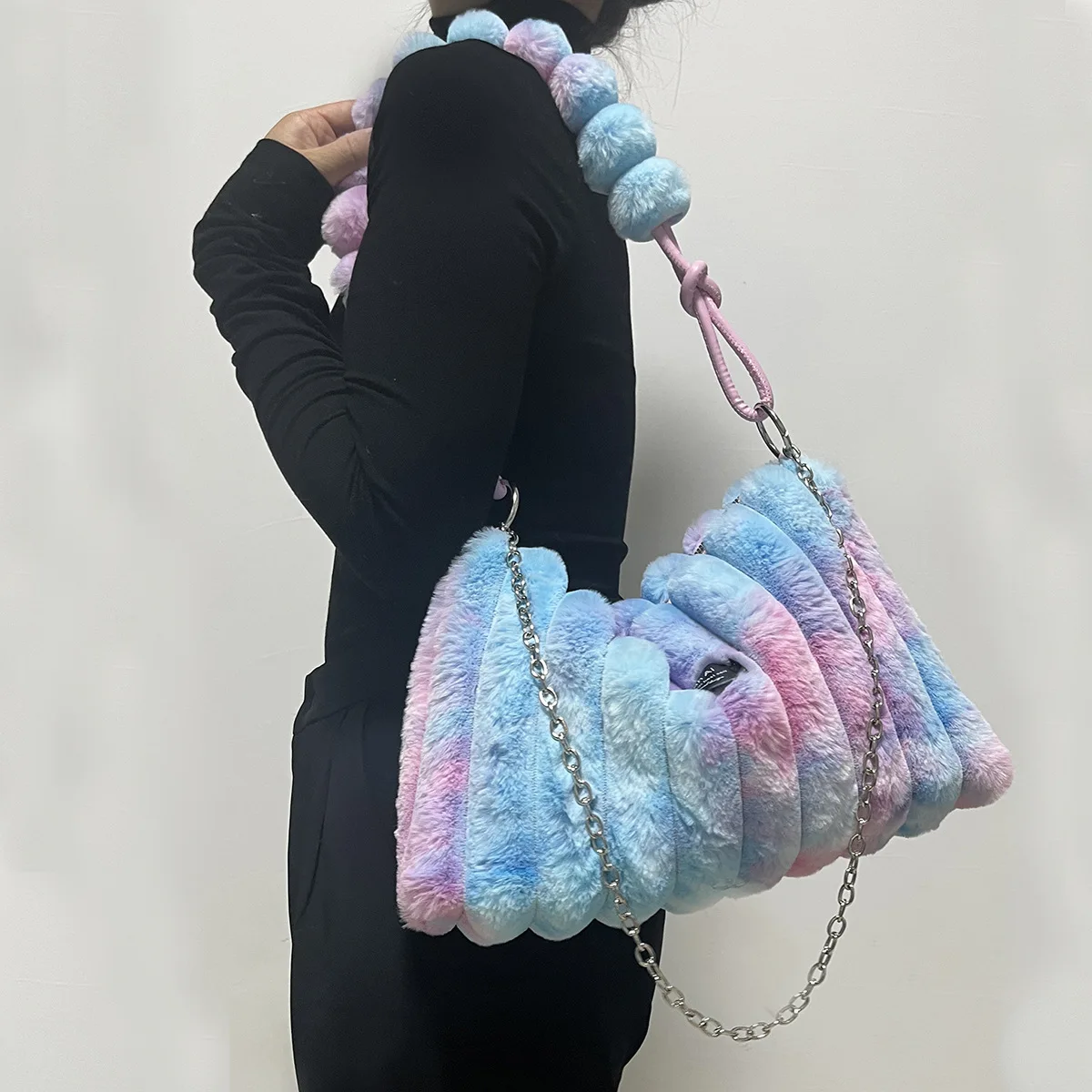 

Ladies Leopard Handbag Punk Plush Underarm Designer Bag Women Spicy Girl Chain Crossbody Tote Bags Purse Сумка Мягкая Пушистая